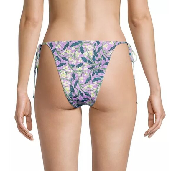 Agua by Agua Bendita 'Ipanema Dos Gardenias Lila' Side-Tie Bikini Bottom, Lilac - Picture 3 of 3
